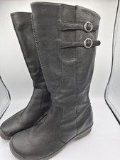 KEEN Bern Baby Bern Women?s 9.5 Black Leather Riding Boots Buckle Side Zip Tall