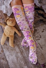 Magnolia Pearl Floral Teddy OTK Socks NWT