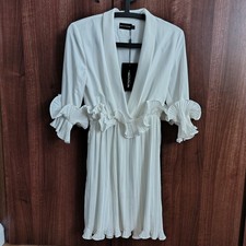 Pretty Little Thing White Skater Dress Size S Small 8 10 New with Tags BNWT
