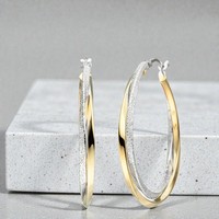Creolen Verschlungen 925 Sterling Silber Bicolor Vergoldet Ohrringe