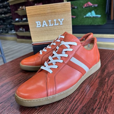$595 Mens Orange Bally Leather Sneakers Trainers Shoes Sz 10 D US / 9 EU