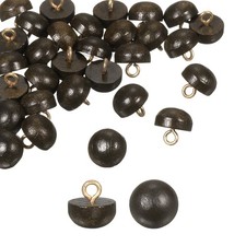 30pcs Wood Buttons 0.45" Mushroom Domed Sewing Button with Shank, Dark Brown