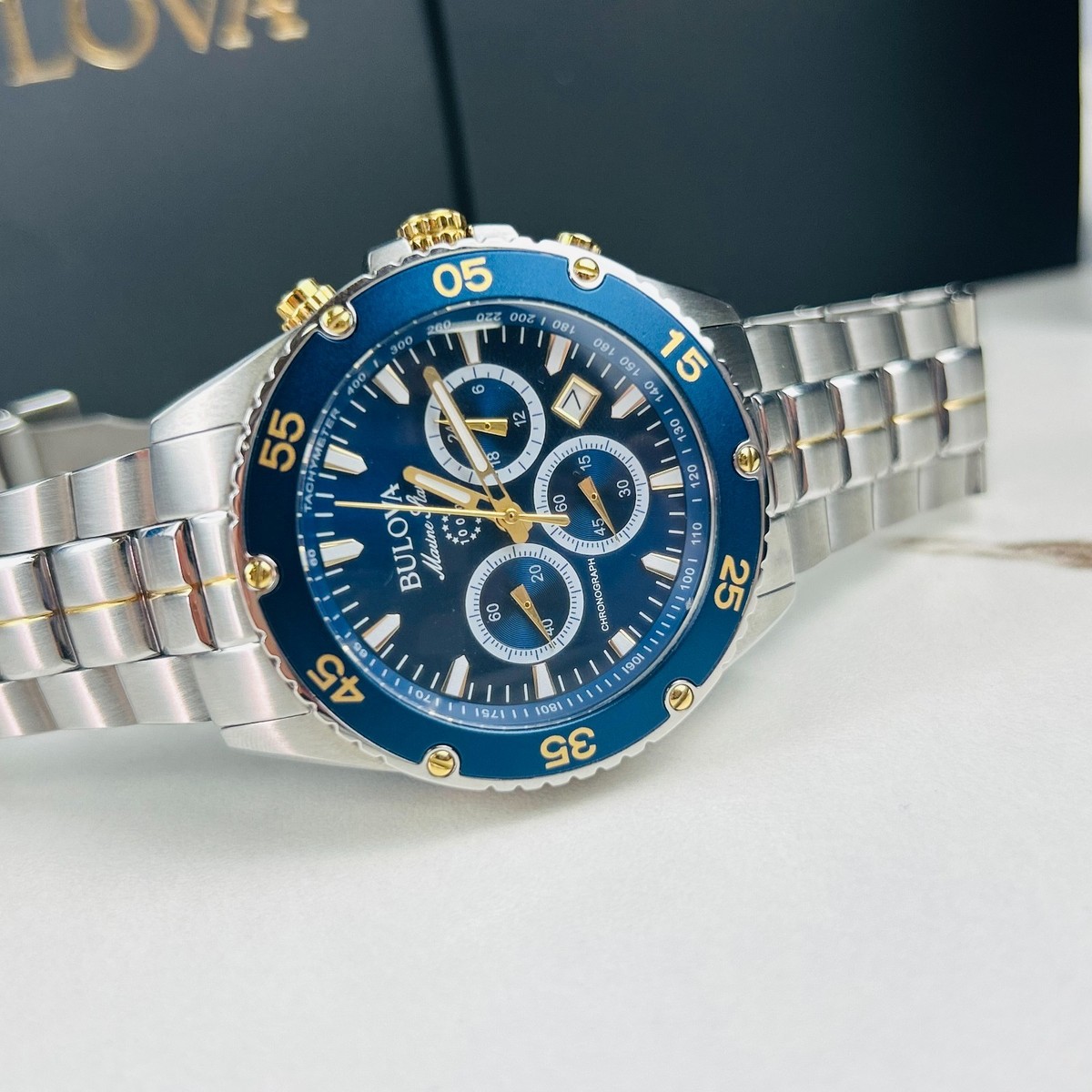 Bulova Marine Star 98B400 Men's Blue Dial Stainless Chronograph