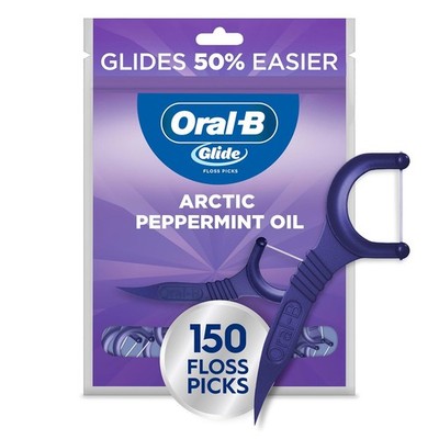 Peppermint Dental Floss Picks with Arctic Peppermint Oil Flavor, 150 Picks