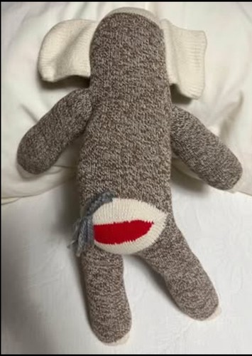 Knit Sock Elephant Stuffed Toy 7 Inch Seam Tags Gray - Picture 2 of 7