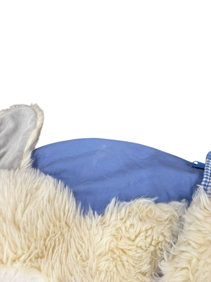 Saco de dormir para niños Pottery Barn 66x27 peludo perro azul guinga a cuadros acogedor camping Foto 3 de 4