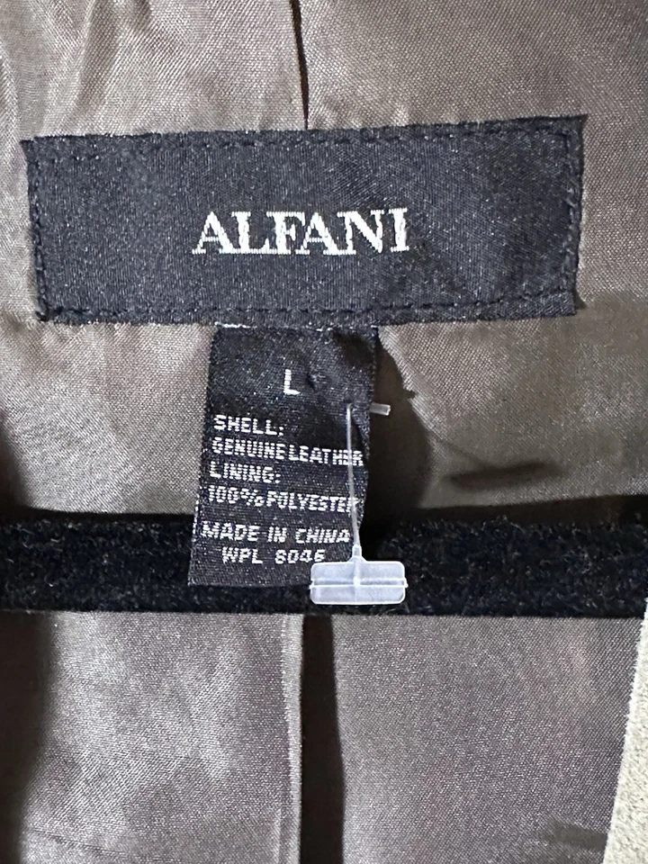 Vintage Alfani women Genuine leather Blazer jacket  Olive green Size large - Image 3 of 3