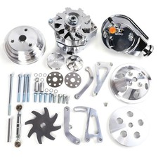 For Chevy Sbc Long Water Pump Pulley Kit With Alternator Power Steering Pump