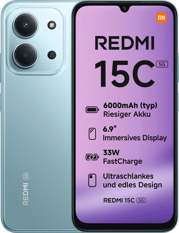 Xiaomi Redmi 15C 5G 128GB 6,9" green 4GB Dual SIM 50MP IP64 NEU *bitte beachten