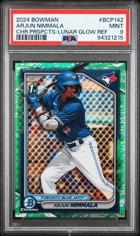 2024 BOWMAN ARJUN NIMMALA CHR PROSPECTS-LUNAR GLOW REF PSA 9
