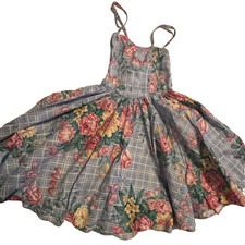 VTG 80s Roses Floral Sundress Cottagecore Romantic Coquette Garden Goth 12 / XS