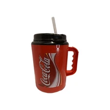 Coca Cola Coke Insulated Travel Thermos Mug With Straw Big 64oz Betras USA 1990s