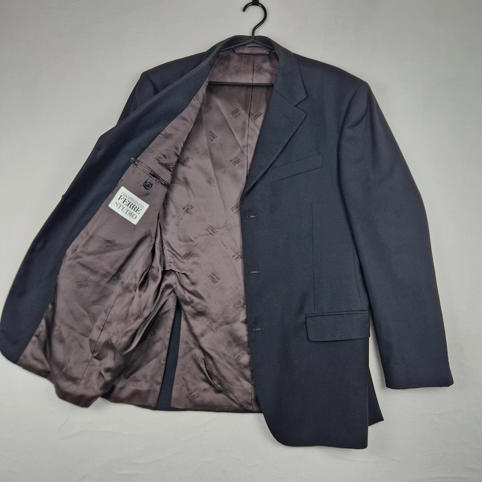 Gianfranco Ferre Studio Blazer Mens 42 Black Virgin Wool Regular Fit