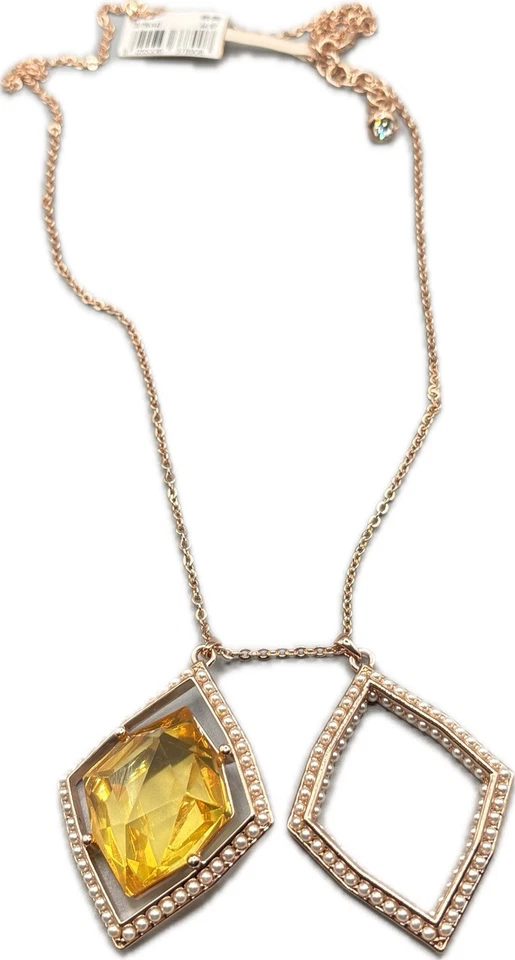 Ted Baker London желтый кристалл жемчуг деталь двойной бриллиант подвеска ожерелье - Изображение 3 из 4