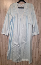 VTG Miss Elaine size L Satin Night dress Nightgown embroidered Long sleeve