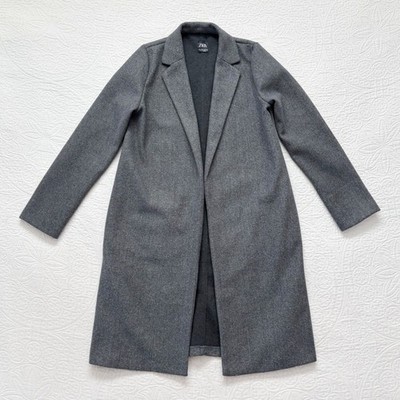 Viral Zara Women's Felt-Texture Longline Coat, Gray