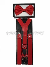 NEW SUSPENDERS and BOW TIE COMBO SET-Tuxedo Classic Fashion Suspender and Bowtie