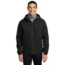 Port Authority Black Essential Rain Jacket Hood BRAND NEW Large