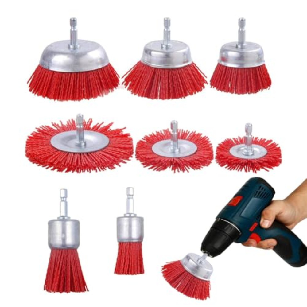 Set Spazzole Nylon Abrasivo per Trapano 8pz | Rinnova i tuoi Mobili