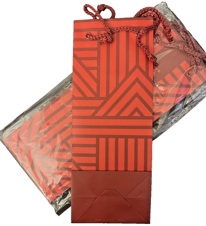 Heavy Duty Wine Bottle Gift Bags All Occasion Rope Handles ~ 3 Pack Red - Image 2 of 3