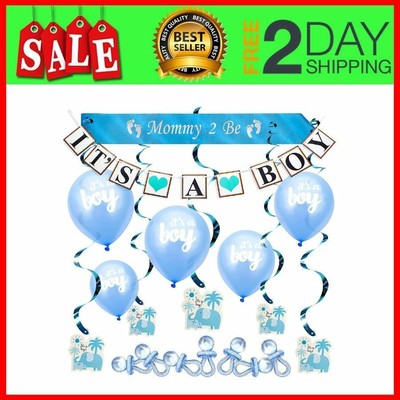 Ballons Banner Swirls Elephant Theme Blue It S A Boy Decorations