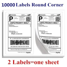 10000 Half Sheet Shipping Labels Round Corner 8.5 x 5.5 Self Adhesive