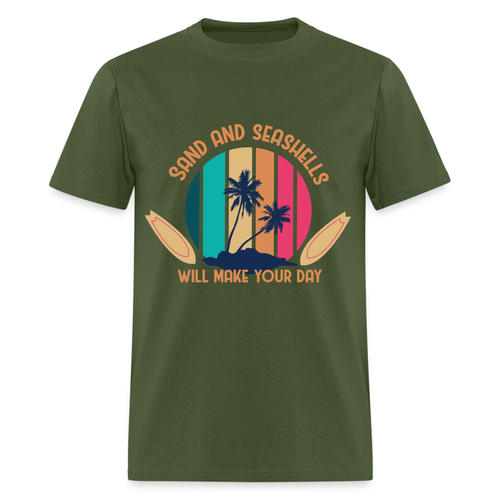 Sand and Seashells Will Make Your Day shirt Ocean Beach surf board T-Shirt - Picture 5 of 41