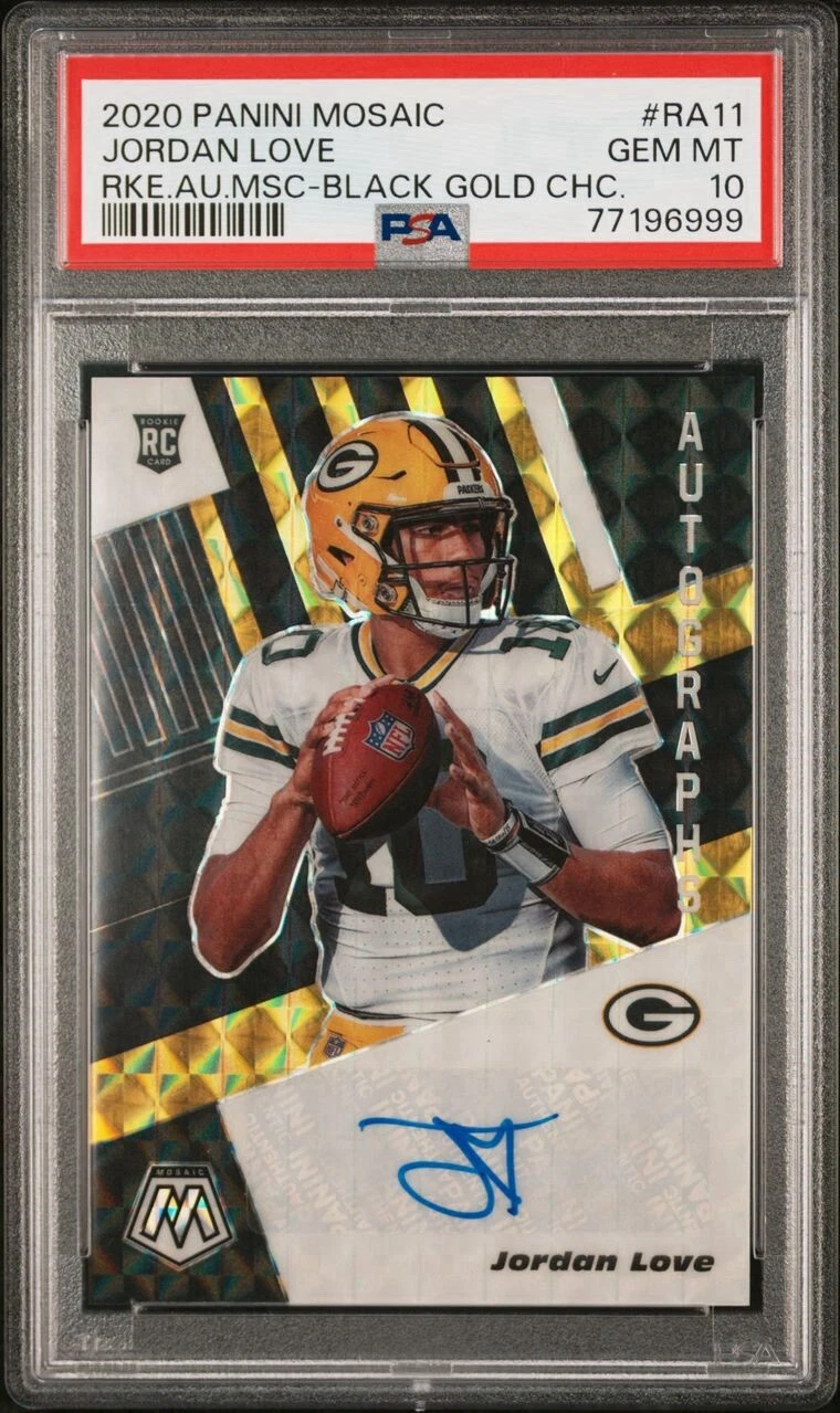 Jordan Love Panini Mosaic Rookie Autographs Mosaic #RA11 Black Gold Choice