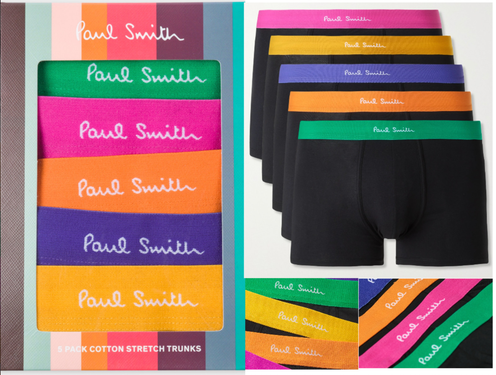 Paul Smith 5 Pack Underwear Stretch Cotton Trunks Boxer Briefs New M