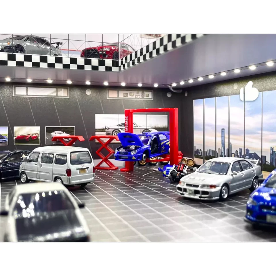 1:64 Diorama Car Garage Showroom Model LED Lighting Scene Display Model Gift - Image 3 of 4
