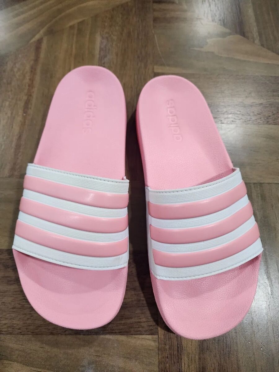 ADIDAS Adillet Pink White Slides, Size 9 US, Womens, Shower ADIDAS Adillet Pink White Slides, Size 9 US, Womens, Shower