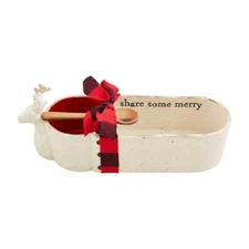 Mud Pie Home SHARE THE MERRY Rustic Lodge Deer Chip and Dip Set