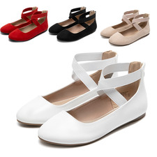 Women Ankle Strap Ballet Flats Elastic Comfor...