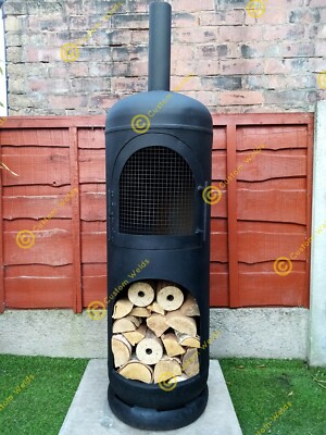 Large Gas Bottle Log Wood Burner With Log Store patio heater - Main Image