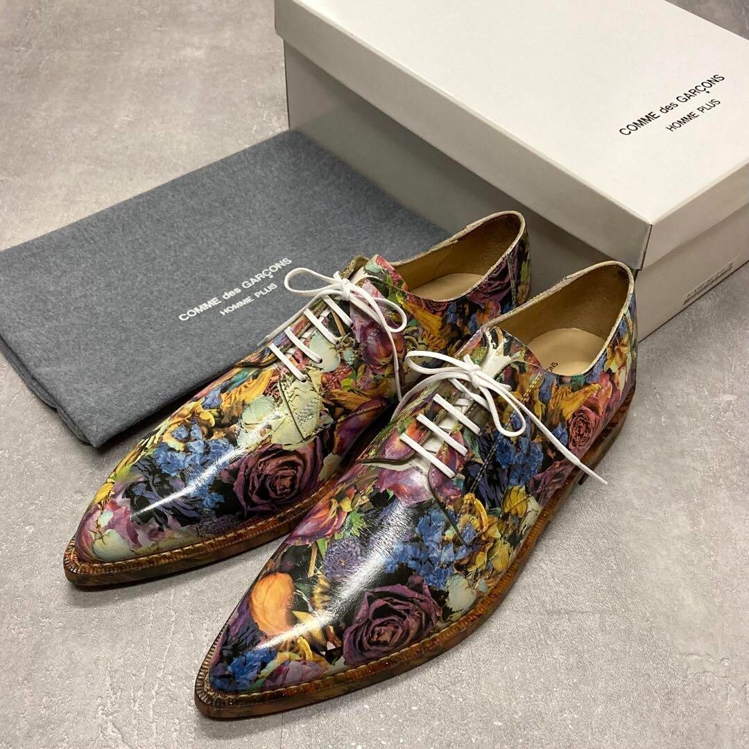 22ss COMME des GARCONS HOMME PLUS Leather Shoes Floral Made