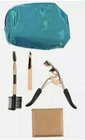 Eye Kit Luxe Studio Rose Gold Lash Curler Tweezer Spoolie Mirror Blue Travel Bag