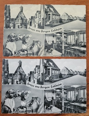 2 AK Frankfurt a.M- Bergen-Enkheim, Mehrbildkarten, Zur Siedler-Schänke, um 1960
