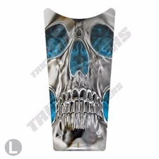 Gas Tank Dash Console Insert Decal for 87-07 Harley Touring SKULL BLUE FLAME INV