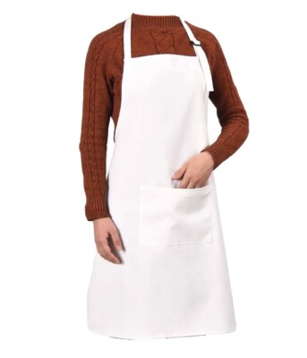 New 10 Pcs Lot White Blank Polyester Professional Chef Aprons Grill BBQ Smoker