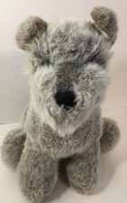 1988 vintage Dakin Soft Classics Plush Puppy Dog Terrier Schnauzer gray sitting