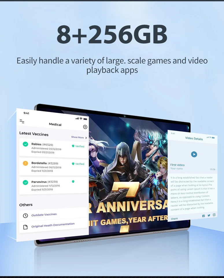 10.1 Inch Tablet PC 10-Core Android 12 8GB RAM+256GB ROM Dual SIM Camera 8800Mah - Image 4 of 4