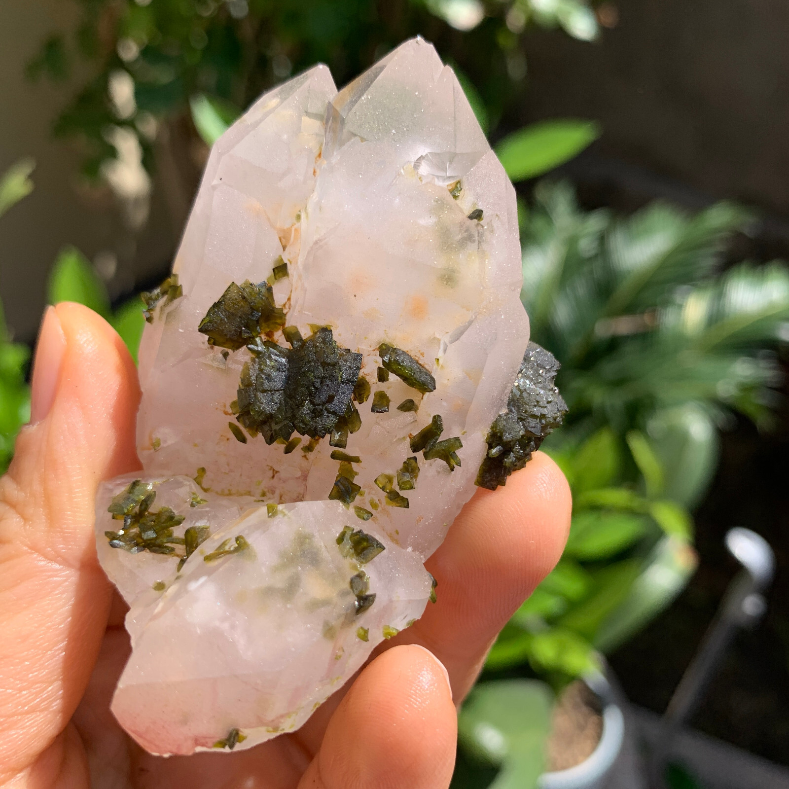 Natural Crystal fluorite calcite Quartz symbiont mineral Specimen Healing-86g