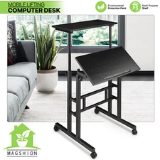 Office Workstation Adjustable Height Stand Up Desk Laptop Computer Table w/Wheel