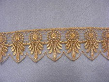Metallic Gold Embroidered Nett Lace Trim 50mm x 3mts 26117 