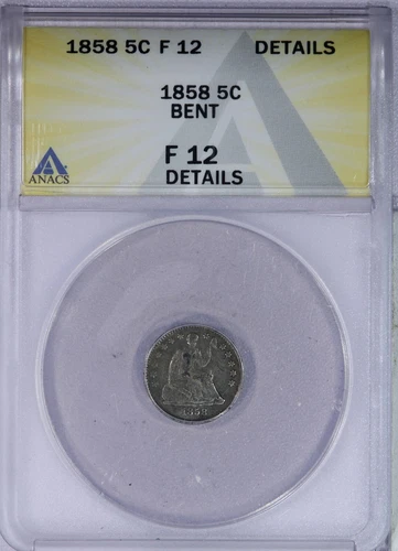 1858 Liberty Seated Half Dime H10c ANACS F12 Details