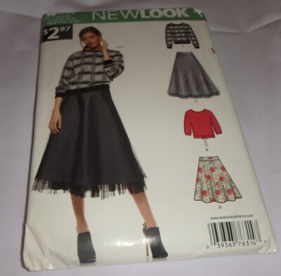 SIMPLICITY NEW LOOK PATTERN 6314 ~ MISSES SKIRTS & TOPS ~ SIZES 8 - 20 *UNCUT