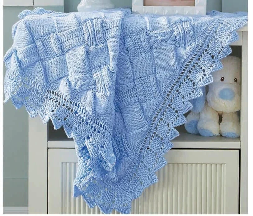 ARAN entrelac baby blanket double knit knitting pattern COPY a37