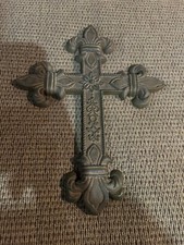 rustic cast iron metal fleur-de-lis cross Christianity