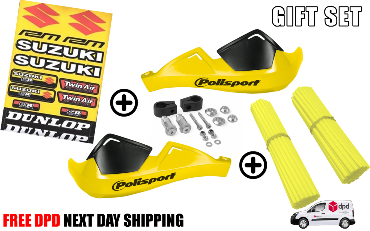 Motorcycle Neon Yellow Handguards Gift Set fits Suzuki TS 100 N 79