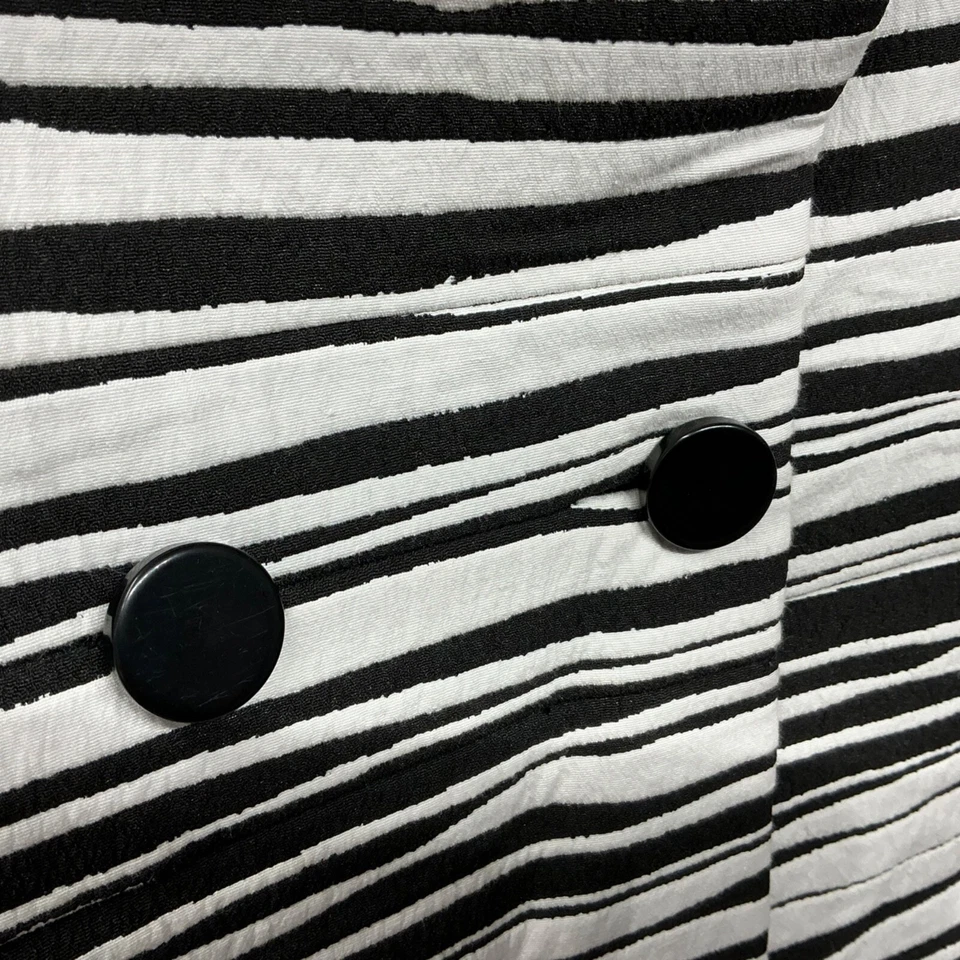 Abrigo Ann Taylor Mujer Negro Blanco Cebra Tigre Rayas Estampado Doble Pecho M Foto 4 de 4